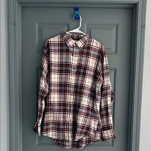 Izod Red and White Plaid Casual Shirt